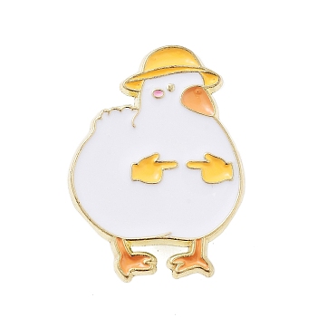 Duck Alloy Enamel Pins, Cartoon Golden Brooches for Backpack Clothes, Yellow, 29.5x21.5mm