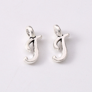 Tibetan Style Alloy Charms, Cadmium Free & Lead Free, Antique Silver, Letter.T, T: 10.5x4x1.5mm, Hole: 1.8mm