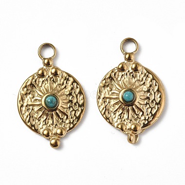 Vacuum Plating 201 Stainless Steel Natural Turquoise Pendants(STAS-C064-VC868)-3