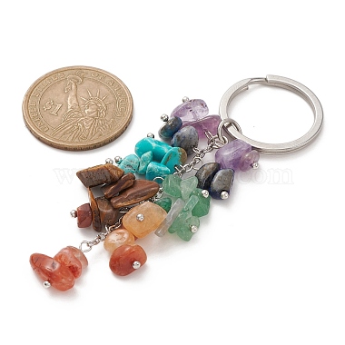 Porte-clés chakra en perles de pierres précieuses naturelles et synthétiques(KEYC-JKC00534-02)-2