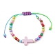 Cross & Round Acrylic Braided Bead Bracelets(BJEW-JB10239-01)-2