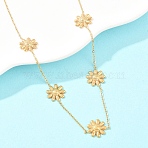 304 Stainless Steel Flower Link Chain Necklaces & Stud Earrings, Ion Plating(IP), Golden, Necklaces: 15.83 inch(40.2cm), Earring: 12x12mm(SJEW-Z005-01G)
