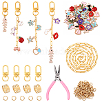 DIY Making Kit, Including Carbon Steel Jewelry Pliers, Alloy Enamel Pendants & Swivel Clasps, 304 Stainless Steel Open Jump Rings, Brass Rings & Paperclip Chains, Mixed Color, 15x17.5x3mm, Hole: 1.6mm(DIY-YW0017-28)