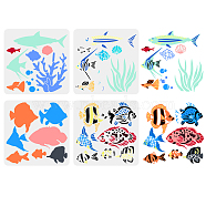 4Pcs 4 Styles Sea Animals Theme PET Hollow Out Drawing Painting Stencils, for DIY Scrapbook, Photo Album, Sea Animals, 300x300mm, 1pc/style(DIY-WH0394-0018)
