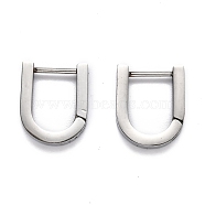304 Stainless Steel Huggie Hoop Earrings, U Shape, Stainless Steel Color, 15x12.5x3mm, Pin: 1mm(STAS-H156-12A-P)