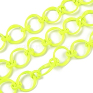 Eco-Friendly Alloy Spray Painted Link Chains, with Spool, Unwelded, Yellow, Link: 10.5x10x2.5mm and 20.5x19x2.5mm, 16.4 Feet(5m)/roll(LCHA-H005-01J)