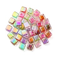 UV Plating Transparent Acrylic European Beads, Large Hole Beads, Cube, Mixed Color, 13.5x13.5x13.5mm, Hole: 4mm(X-OACR-F004-10)