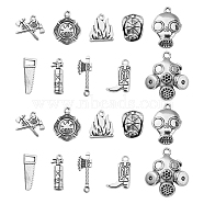 100Pcs 10 Style Tibetan Style Alloy Pendants, Firefighter, Fireman Fire Extinguisher, Mixed Shapes, Antique Silver & Antique Golden, 18~28x7~20x2~8mm, Hole: 1.6mm, 10pcs/style(PALLOY-CJ0002-12)