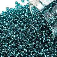 TOHO Round Seed Beads, Japanese Seed Beads, (23BDA) Green Aqua Silver Lined, 11/0, 2.2mm, Hole: 0.8mm, about 5555pcs/50g(SEED-XTR11-0023BDA)