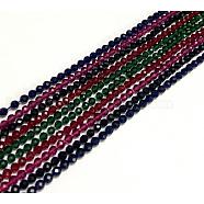 Glass Beads Strands, Faceted, Round, Mixed Color, 3~3.5x2.5~3mm, Hole: 0.3mm, about 114~125pcs/strand, 14 inch(35.5cm)(G-F596-47-3mm)