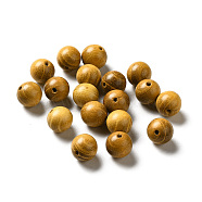 Undyed Natural Bocote Wood Beads, Round, Dark Goldenrod, 10~10.5mm, Hole: 1.6~1.8mm, about 950pcs/500g(WOOD-A020-01B)