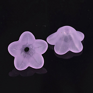 Chunky Violet Transparent Frosted Flower Acrylic Beads, about 13mm in diameter, 7mm thick, hole:1mm(X-PL560-4)