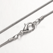 Brass Round Snake Chain Necklaces, Platinum, 15.7 inch~16 inch(NJEW-R171-01)