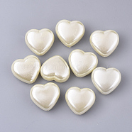 ABS Plastic Imitation Pearl Beads, Heart, Floral White, 24.5x27x14mm, Hole: 1.5mm(X-KY-T013-005)