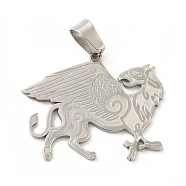 316 Surgical Stainless Steel Pendants, Griffin Charm, Stainless Steel Color, 25.5x28.6x1.4mm, Hole: 7x4.6mm(STAS-Z044-01P)