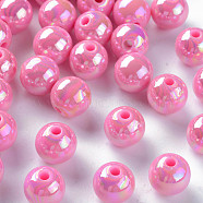 Opaque Acrylic Beads, AB Color Plated, Round, Cornsilk, 10x9mm, Hole: 2mm, about 940pcs/500g(MACR-S370-D10mm-A02)