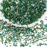 Glass Beads, Rice& Tube & Loose, Mixed Style, for DIY Bracelet Jewelry Making Kit, Green, 1.5~4.5mm, 30g/bag(JX548G)