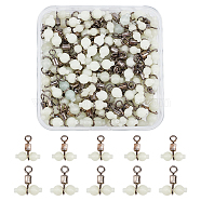 100Pcs 2 Styles Luminous 304 Stainless Steel Fishing Rolling Swivels, with Gourd Shape Beads, for Freshwater Saltwater Fishing, White, 50pcs/style(FIND-FH0001-83)