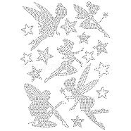 Glass Hotfix Rhinestone, Iron on Appliques, Costume Accessories, for Clothes, Bags, Pants, Fairy Pattern, 297x210mm(DIY-WH0303-034)