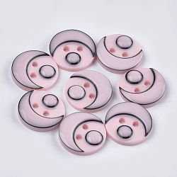 Resin Buttons, 2-Hole, Flat Round, Pink, 15x3mm, Hole: 2mm, about 1000pcs/bag(BUTT-Q041-06A-02)