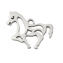 201 Stainless Steel Pendants, Horse Charms, Stainless Steel Color, 13x15.5x1mm, Hole: 1.4mm(STAS-F316-03P)