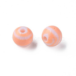 Opaque Striped Acrylic Beads, Round, Light Salmon, 11.5x10.5mm, Hole: 2.5mm, about 549pcs/500g(MACR-S373-27A-08)