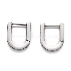 304 Stainless Steel Huggie Hoop Earrings, U Shape, Stainless Steel Color, 15x12.5x3mm, Pin: 1mm(STAS-H156-12A-P)