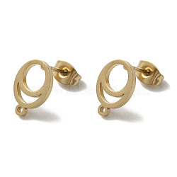 Ion Plating(IP) 304 Stainless Steel Stud Earring Findings, Oval, Golden, 12x8.5mm, Hole: 1.2mm, Pin: 11x0.7mm(STAS-I206-04G)