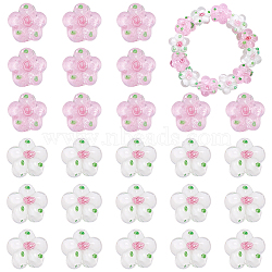 30Pcs 2 Colors Handmade Lampwork Beads, Bumpy, Flower, Mixed Color, 13.5~14x14.5~15x7~8mm, Hole: 1.4mm, 15pcs/color(LAMP-WR0001-06)