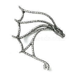 316 Surgical Stainless Steel Cuff Earrings, Dragon, Right, Antique Silver, 77x50mm(EJEW-E300-18AS-05)