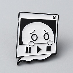 Ghost Enamel Pin, Electrophoresis Black Alloy Brooch for Clothes Backpack, Musical Instruments Pattern, 28x21x1.5mm(JEWB-WH0010-48B)