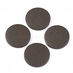 Painted Natural Wood Beads, Flat Round, Coconut Brown, 30x5~5.5mm, Hole: 2mm(WOOD-S049-02A-01)