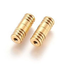 304 Stainless Steel Screw Clasps, Ion Plating (IP), Column, Golden, 18x7mm, Hole: 2mm(X-STAS-P237-24G)