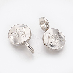 Flat Round CCB Plastic Pendants, with Word, Platinum, 20x12x8mm, Hole: 4mm(CCB-J028-36P)