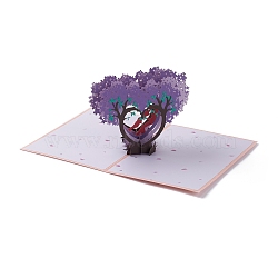 Rectangle 3D Tree & Lovers Pop Up Paper Greeting Card, with Envelope, Valentine's Day Wedding Birthday Invitation Card, Pink, 180x130x4mm(AJEW-A008-14)