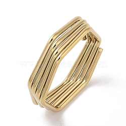 Ion Plating(IP) 304 Stainless Steel Finger Rings for Women, Hexagon, Real 18K Gold Plated, 5mm, Inner Diameter: 19x17.5mm(RJEW-G315-02G)
