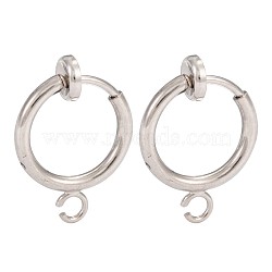 Brass Clip-on Hoop Earring Findings, for Non-pierced Ears, Cadmium Free & Lead Free, Platinum, 15.5x11x1.5~4.5mm, Hole: 1.8mm(KK-P102-01P)