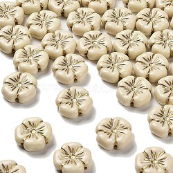 Transparent Acrylic Beads, Flower, Golden Metal Enlaced, Bisque, 19.5x19.5x7mm, Hole: 1.8mm, about 333pcs/500g(MACR-K359-41A)