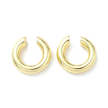 Rack Plating Brass Ring Cuff Earrings for Women, Lead Free & Cadmium Free, Real 18K Gold Plated, 24x6.5mm