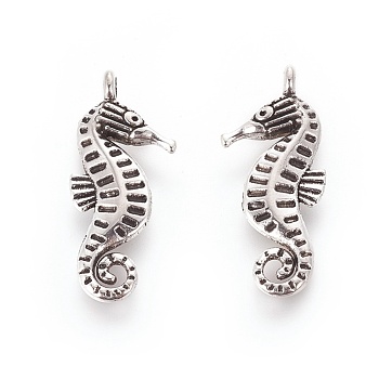 Tibetan Style Alloy Charms, Cadmium Free & Nickel Free & Lead Free, SeaHorse, Antique Silver, 22x9x3mm, Hole: 1.5mm