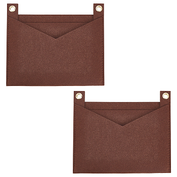 Felt Bags Organizer Insert, Mini Envelope Handbag Shaper Premium Felt, with Iron Grommets, Brown, 22x18.3x0.5cm, Hole: 10mm