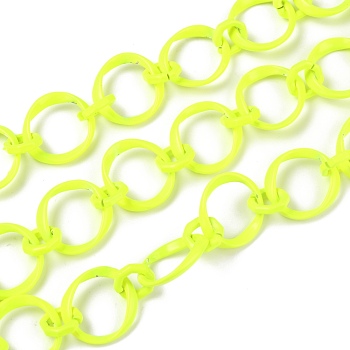Eco-Friendly Alloy Spray Painted Link Chains, with Spool, Unwelded, Yellow, Link: 10.5x10x2.5mm and 20.5x19x2.5mm, 16.4 Feet(5m)/roll