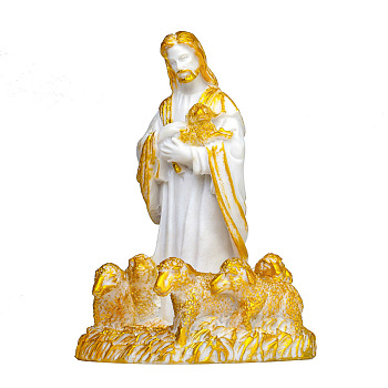 Resin Jesus God Figurines, for Home Office Desktop Decoration, Gold, 85x140x170mm