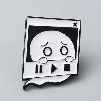 Ghost Enamel Pin, Electrophoresis Black Alloy Brooch for Clothes Backpack, Musical Instruments Pattern, 28x21x1.5mm