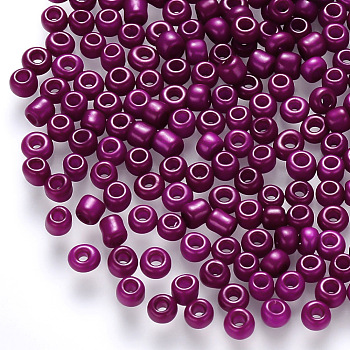 6/0 Baking Paint Glass Round Seed Beads, Medium Violet Red, 4~5x3~4mm, Hole: 1~2mm, about 4500pcs/pound