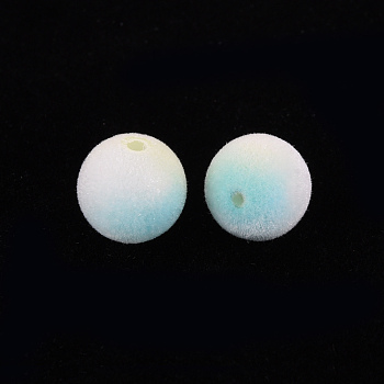 Flocky Plastic Beads, Round, Turquoise, 12mm, Hole: 1.8mm