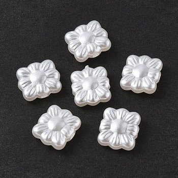 ABS Plastic Imitation Pearl Beads, Square, White, 9.5x10.5x3.5mm, Hole: 1.6mm, about 2100pcs/500g