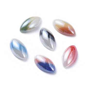 Opaque Glass Cabochons, Tri-color Stripe, Horse Eye, Mixed Color, 10x5x3mm