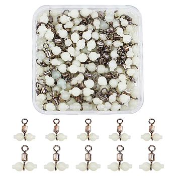 100Pcs 2 Styles Luminous 304 Stainless Steel Fishing Rolling Swivels, with Gourd Shape Beads, for Freshwater Saltwater Fishing, White, 50pcs/style