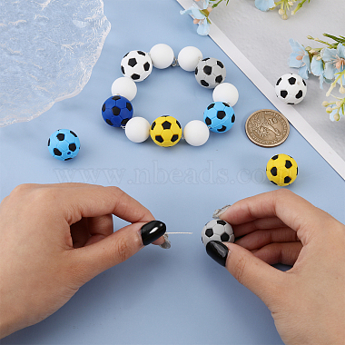 10Pcs 5 Colors Football Food Grade Eco-Friendly Silicone Beads(SIL-GO0001-19)-3